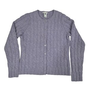 GAP~VTG Y2K~Women Lambswool Cable Knit Cardigan~Lilac Purple~Lagenlook~Preppy~M